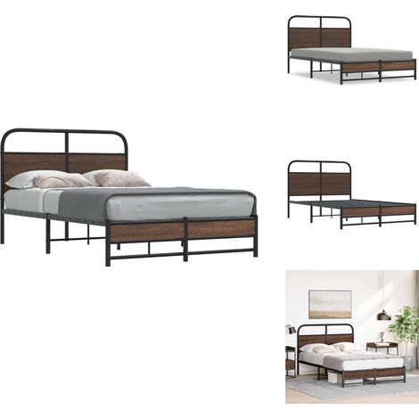 Cadre de lit sans matelas 135x190 cm chêne marron - Cadre De Lit - Cadres De Lit - Meuble De Chambre À Coucher - Lit (1/5)
