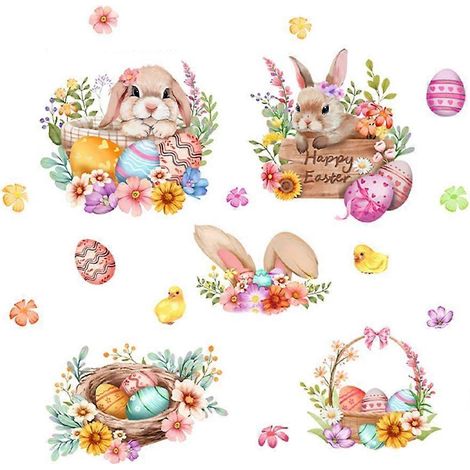 Autocollants de Pâques ludiques, décorations d'animaux pour œufs de fête, décorations de fenêtre en forme de carotte (1/4)