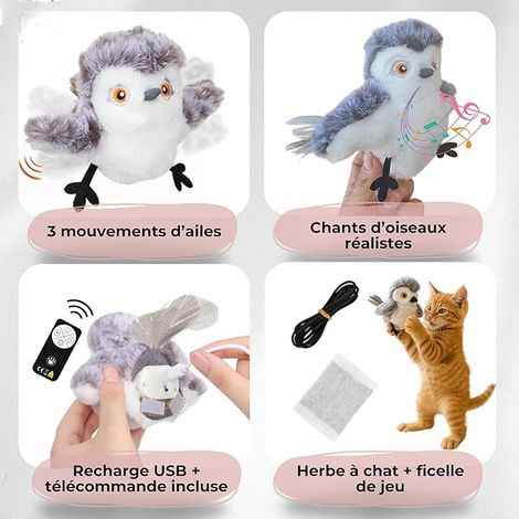Jouet Pour Chat Oiseau Chantant,Ailes Battantes Gazouillant Super Jouet Pour Chat Oiseau Chantant,Ailes Battantes Gazouillant Super