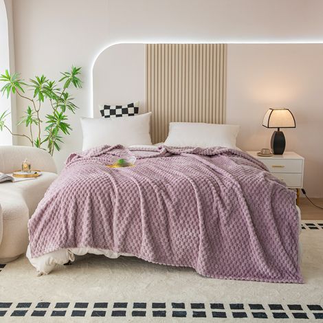 Plaid Couverture Polaire 150x200cm, Plaid Canape Jeté de Canapé, Couverture Canape Lit Microfibre Confortable Chaud et Doux, Violet