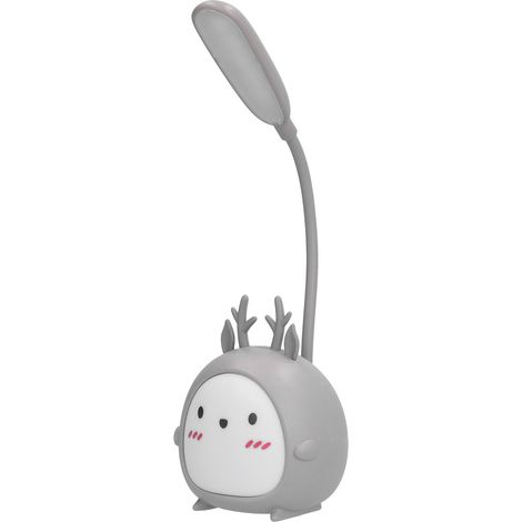 Lampe de table LED en forme d'animal, rechargeable par USB, protection des yeux, pour chambre ou bureau, grise