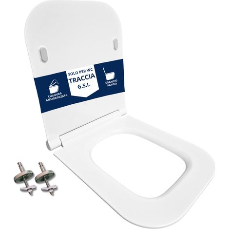 Copriwater Traccia G.S.I. SLIM Soft Close e Sgancio Rapido fissaggio dall'alto termoindurente bianco (1/4)