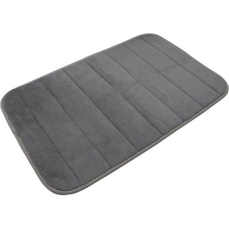 BelleRise – Badematte mit Haken, extraweiche, rutschfeste Duschmatte, saugfähig, schnelltrocknend, 39 x 60 cm, Dunkelgrau (1/5)
