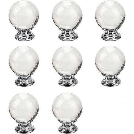 8pcs Ball Shaped Crystal Clear Glass Drawer Knobs For Kitchen Furniture Door Gift