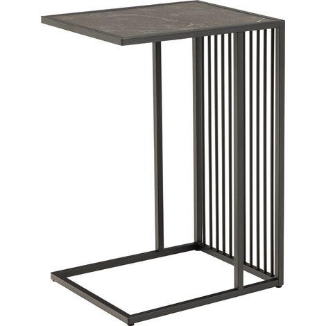 Strington Couchtisch Ecktisch 35x43x63cm Marmor dekor, schwarz.