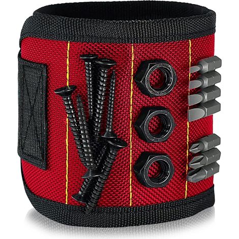 Bracelet Magnétique pour Outils - 3 Rangées Aimants Puissants, Tenir Vis/Clous/Drills, Confortable Élastique Imperméable, Cadeau Idéal pour Homme (1/5)