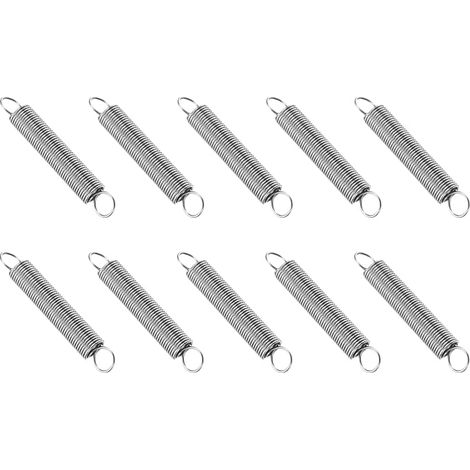 Ressort De Traction, 10pcs Diamètre Du Fil 0.03", OD 0.31", Longueur Libre 2" 304 Acier Inoxydable Double Crochet Ressorts De Tension Pour Lawn Tractor Réparations, Argent (1/5)