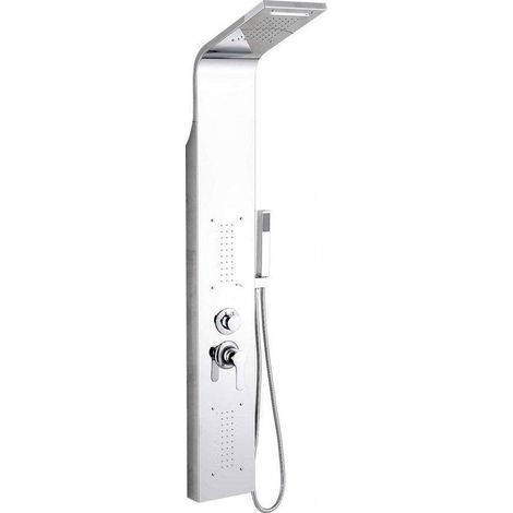 Trade Shop - Sistema Pannello Doccia Curvo Esy69211 Acciaio Specchio Doccetta 22x48x152cm -