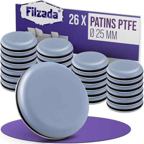 26 patins en téflon pour meubles Ronds 25 mm Glissement silencieux Protection des sols durs Pour chaises et tables (1/5)