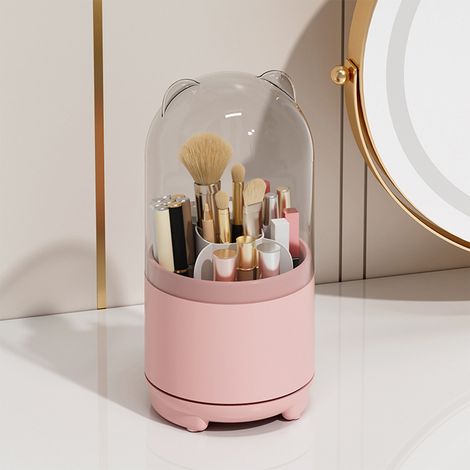 Kosmetikaufbewahrungsbox, drehbare, staubdichte Aufbewahrungsröhre für Make-up-Pinsel, Stiftehalter für den Schminktisch, Lippenstift- und Lidschattenhalter, Puderorganizer (1/5)