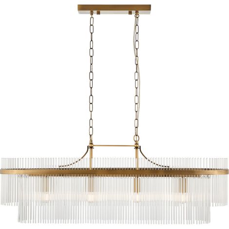 Lampada a sospensione lineare Art Déco ottone Marietta Endon (1/5)