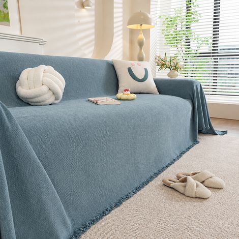 Jeté de canapé chenille motif chevrons bleus 180260cm adapté pour grand 2 places et méridienne 30 × 30 × 8 cm 1,87 kg – Livraison gratuite