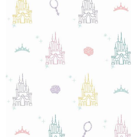 Papier Peint Mural Château des Princesses Disney Blanc (1/5)