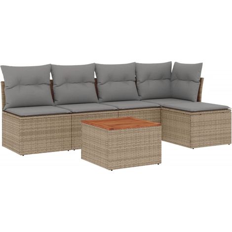 Maison Exclusive - Juego de sofás jardín con cojines beige mezcla (1/5)