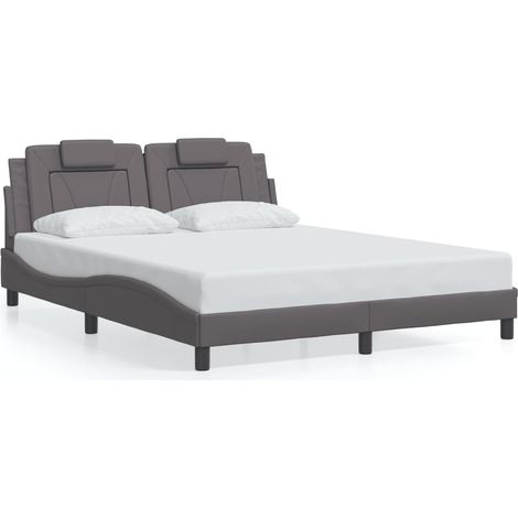 Lit double,Lit adulte,Cadre de lit Viana sans matelas gris 160x200 cm similicuir CFW1510786 (1/5)