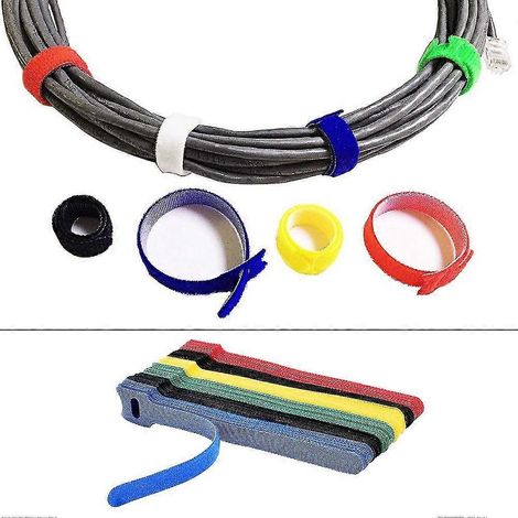 Lot de 50 attaches de câble réutilisables, attaches de câble réglables de qualité supérieure de 15 cm, sangles de gestion des câbles (1/2)