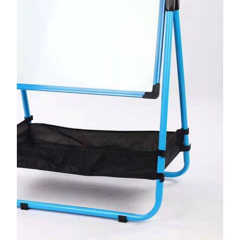 Chevalet de dessin pour enfants double face magnétique, tableau blanc bleu rotatif 360°, réglable en hauteur, pliable et portable (1/4)