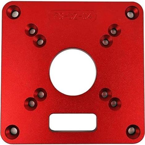 Plaque d'insertion pour table de défonceuse Namvo RT0700C, anneau de coupe en aluminium 120 x 120 x 8 mm, table pliante à visser pour le travail du bois (1/4)