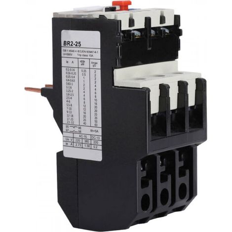 Relais de surcharge électrique BR2-25, moteur réglable, thermique, 50-60 Hz, 17-25A, relais automatique (1/5)