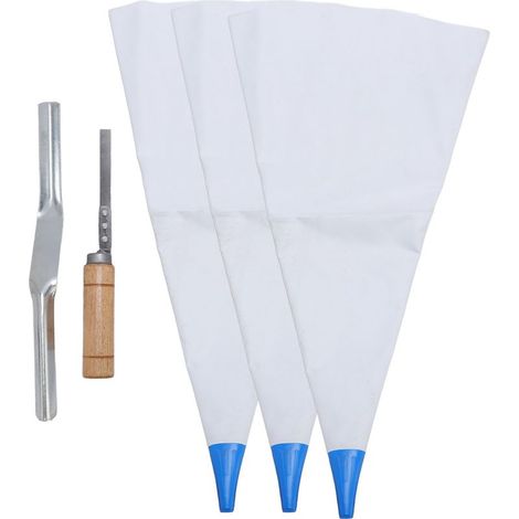 Sac de Mortier de Masonry avec Pointeur Tuck et Jointoire Briques - PVC avec Embouts Métal et Pointeur Tuck Réutilisable (3 Sacs + 1 Pointeur + 1 Jointoire) pour Ciment, Mortier et Grouting (1/5)