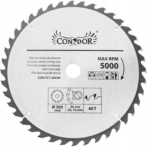 Condor Piña de Corte Widia 300 x 30 x 40 dientes, ideal para cortes precisos en madera y metal, alta durabilidad, resistencia al desgaste, herramienta profesional para trabajos industriales (1/2)