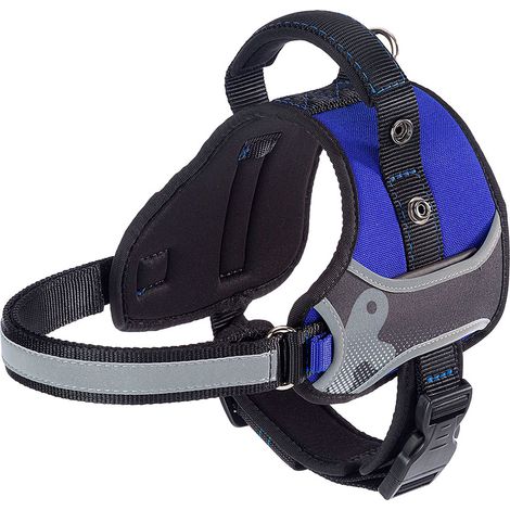 Ferplast HERCULES M Pettorina tecnica per cani con maniglia e bordi riflettenti. Vari colori e misure.. Variante  - Misure: A: 43-56 cm B: 59-70 cm 25 mm - Blu (1/4)