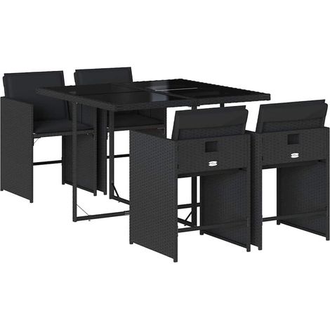 Maison Exclusive - 5-tlg. Garten-Essgruppe mit Kissen Schwarz Pol