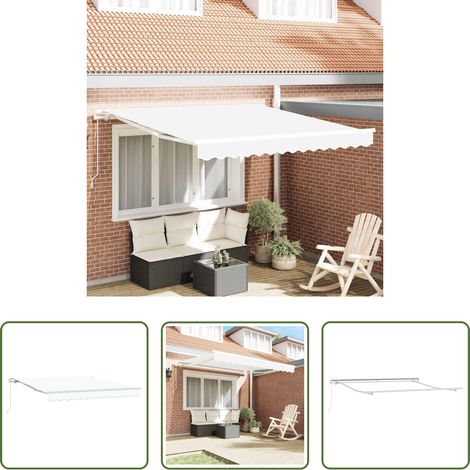 Store extérieur - Auvent Rétractable Blanc 350 x 250 cm Polyester et Aluminium (1/5)