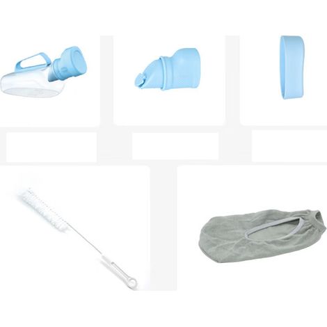 Urinal für Männer, tragbares 1200-ml-Urinal mit gestrickter Hülle und Reinigungsbürste (1/5)