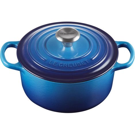 Le Creuset 21177182202430 Cocotte Rotonda Evolution in Ghisa Vetrificata 1.80 L per Forno e Induzione colore Azure