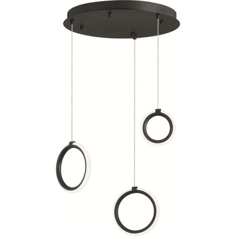 Lampada a sospensione in metallo verniciato 3 Luci NERO a Led PINTA 35 cm (1/2)