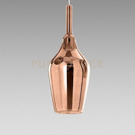 Lampada a sospensione Ofelia S/12 in vetro borosilicato colore Rame Specchiato con portalampade G9, cavo 3 metri - Gealuce Design Moderno