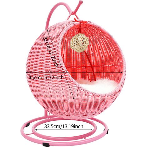 Columpio para gatos, diseño independiente, construcción duradera, rosa, mediano, redondo (1/2)