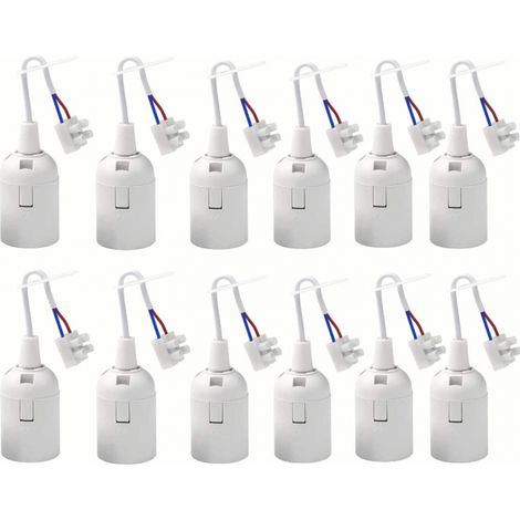 Lot de 12 Douilles E27 - Support Lampe avec Câble pour Suspension, Rénovation de Lumières et Ampoules LED (1/5)
