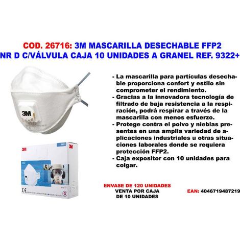 3M MASCARILLA PARTICULAS CON VALVULA FFP2 9322-10=7100140882