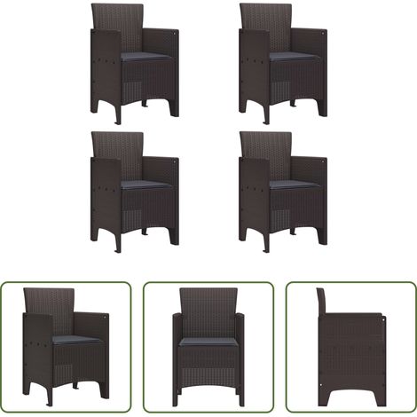 Chaise de jardin 4 pièces - Chaise de jardin 4 pcs Marron 53 x 49 x 85 cm Polypropylène (1/5)