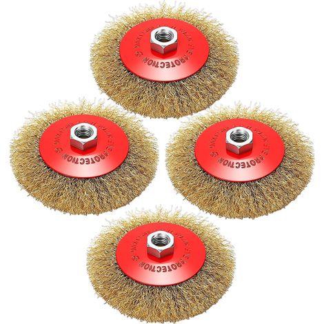 4 pièces de brosse métallique pour meuleuse d'angle : brosse en acier M14 pour visseuse à batterie 125 mm, brosse flexible, brosse conique pour perceuse pour métal et pierre, pour nettoyage, décapage (1/5)