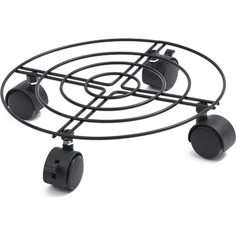 Support À Plantes - Fonte - 4 Roulettes Verrouillables - Pour Intérieur Et Extérieur - Noir - 1 Pièce (1/5)