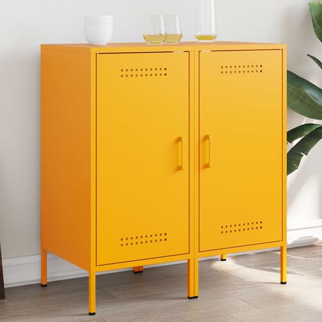 Sideboards 2 pcs Mustard Yellow 36x39x79 cm Steel vidaXL (1/5)