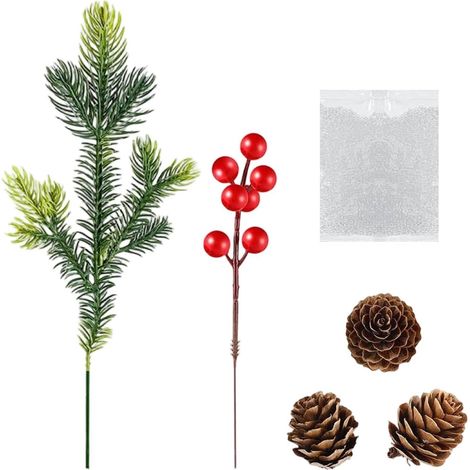 Branches de Noël pour vases, décoration artificielle réaliste avec baies (1/5)