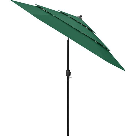 Ombrellone  Parasole a 3 Livelli con Palo in Alluminio Verde 2,5 m (1/5)
