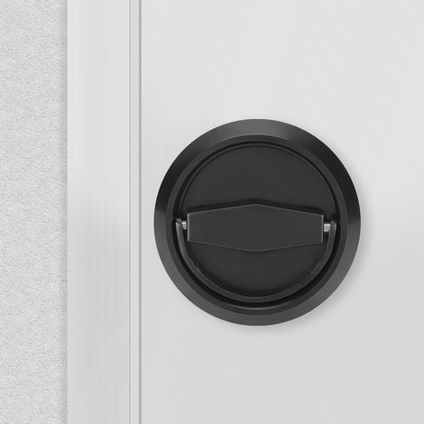 Serrure de porte en acier inoxydable avec poignée et anneau de traction pour porte de placard, tiroir ou armoire (noir) (1/5)
