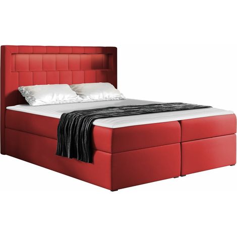 Lit boxspring Pomum, Soft 010, Continental, Double, 180x200, Faux cuir, Disponible, 182x217x123cm, LED: Disponible (1/5)