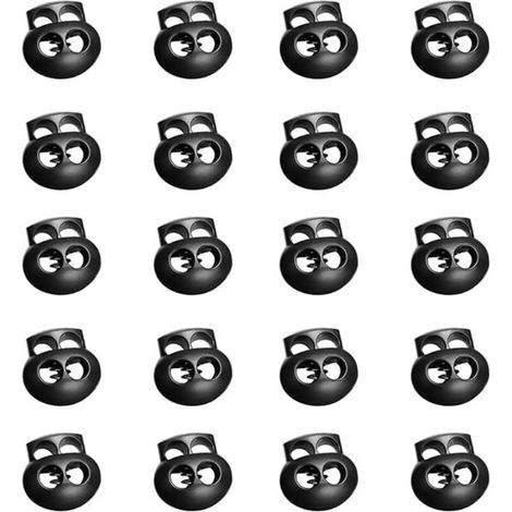 20 embouts de cordon noirs à ressort en plastique pour cordons de serrage, Sli (1/5)
