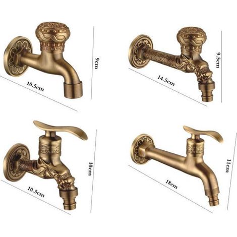 Robinet - Cuivre - Froid Simple 4 Points - Encastré - Pour Machine À Laver Et Piscine - 1 Pièce (1/4)