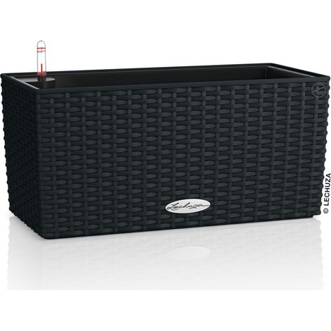 Balconera Cottage 40 Jardinière de Balcon avec système d'irrigation, indicateur de Niveau d'eau et Insert pour Plantes, Aspect tressé, 40 x 19 x 19 cm (1/5)