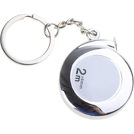 Maßband-Schlüsselanhänger – Mini-Rollmaßband aus Edelstahl, 2 m lang – Robustes Silber (1/5)