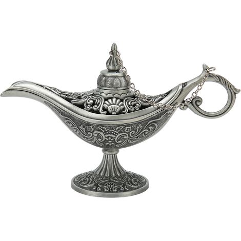 Lampe arabe rétro en alliage de zinc antique, veilleuse légendaire pour souhaits, décoration de fête costumée, table de table. (1/5)