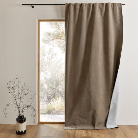 Rideau occultant thermique 3 couches à triple attache Taupe 140x260 cm (1/5)