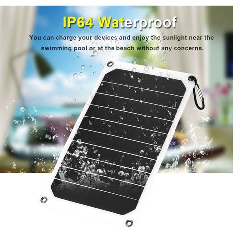 Panneau solaire portable 10W étanche IP64 avec sortie USB 5V pour chargeurs mobiles extérieurs